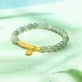 thumbnail image 5 of ZHOU LIU FU 24K Gold Green Jade Bead Bracelet Elastic Fortune Bamboo Floral Stretchable Jewelry for Women Men 17cm/6.7'' Y1910806, 5 of 10