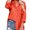 Orange, variant on Long Sleeve Solid Color Women Turn-Down Collar Casual Loose Shirt Blouse