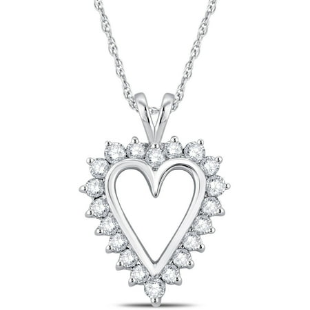 10kt White Gold 1/2 Carat T.W. Diamond Heart Pendant, 18 Chain