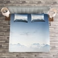 thumbnail image 3 of Ambesonne Nature Quilted Bedspread Set 3 Pcs, Foggy Morning Mountain, Queen Size, Pale Blue, 3 of 3