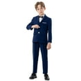 thumbnail image 2 of Boys Suit Kids 5 Piece Tuxedo Suit Set for Teen Boys Formal Dresswear Jacket, Shirt,Vest, Pants and Tie Blue 6-12 Months, 2 of 7