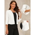 thumbnail image 2 of DARING DIVA Women's Open Front 3/4 Sleeve Peplum Business Blazer XL White, 2 of 6