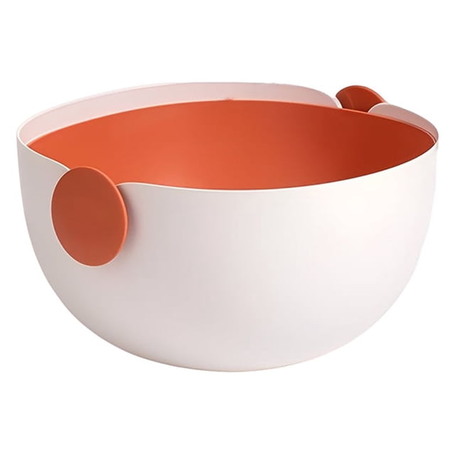 Billuyoard Escurridor de frutas, colador de de verduras de doble capa, colador de cocina para el hogar, contenedor con mango reutilizable Almacenamiento y organización del hogar Blanco Naranja Billuyoard HA065309-01B