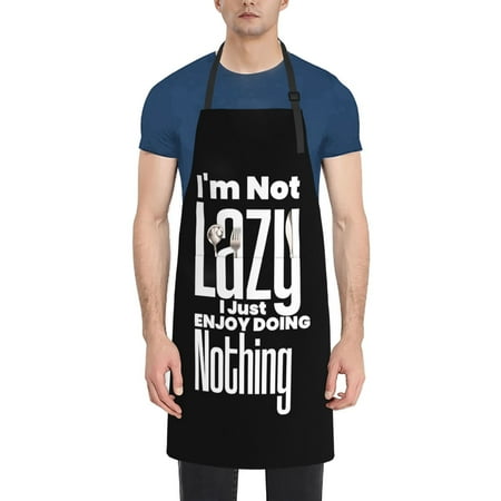 

Not Lazy Enjoy Doing Nothing Apron Waterproof Aprons For Women with Pockets Unisex Adjustable Aprons For Cooking Kitchen