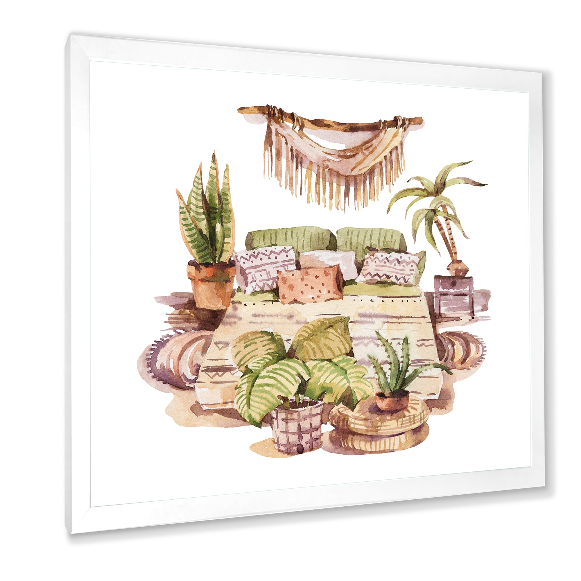 Designart 'Indoor House Plants Urban Jungle in Flowerpots IV' Traditional Framed Art Print