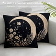 thumbnail image 3 of COMIO  Abstract Boho Gold Moon Stars Flowers Decorative Pillowcase Throw Pillow Cover, Modern Art Crescent Moon Sky for Sofa Bed Room Home Bohemia Decor Pillow Case, 3 of 5