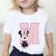 thumbnail image 4 of Camisetas de algodón para niños de Minnie con combinación de letras de la A a la Z y nombres, ropa de dibujos animados de Disney Kawaii, camisetas para niños y niñas, camisetas casuales, 4 of 5