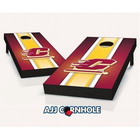 AJJCornhole Central Michigan Flying Cs Striped Theme Cornhole Set with Bags - 8 x 24 x 48 in.