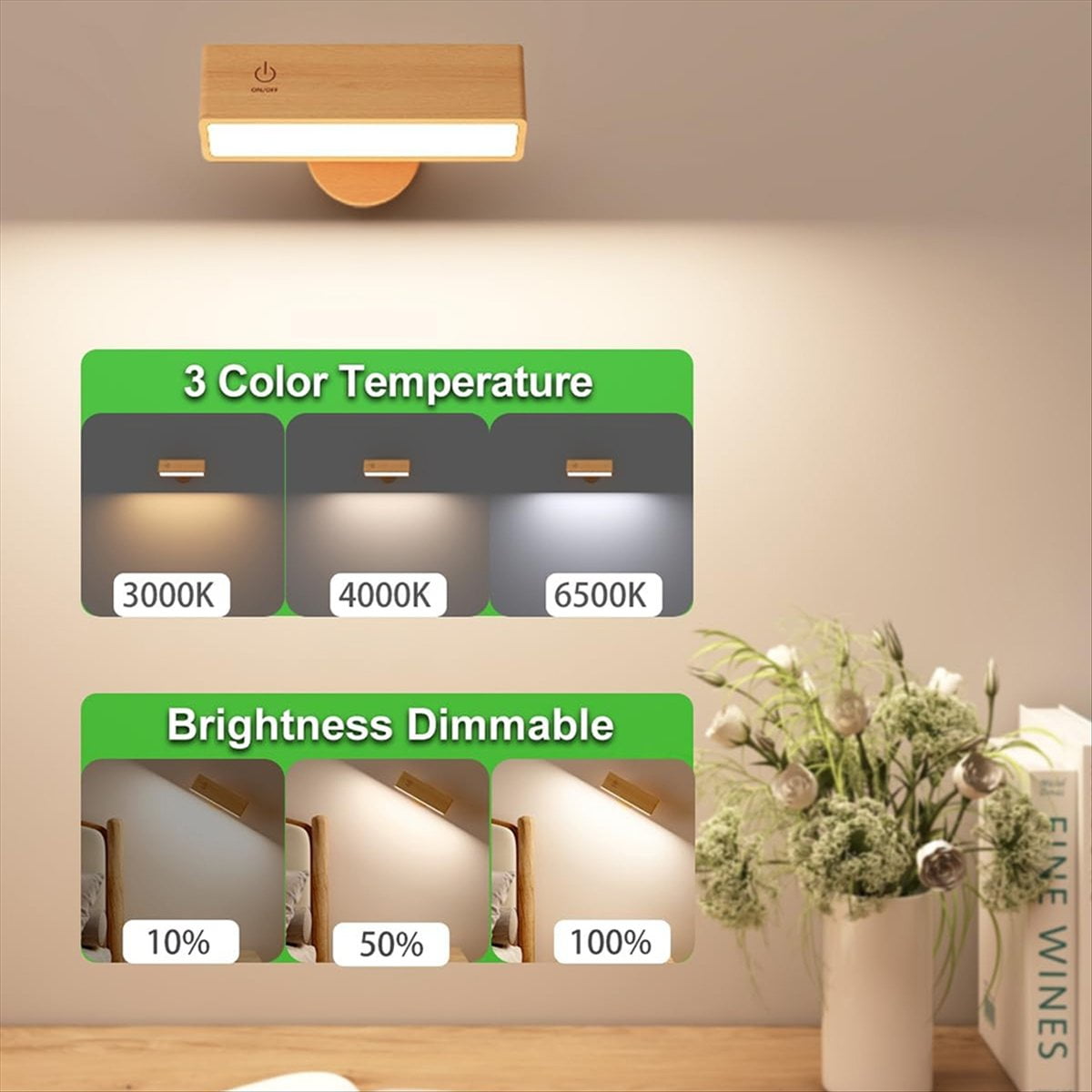 Wall Sconces Set of 2,Battery Operated Wall Sconce ,Wall Lights for Bedroom Wireless, for Bedroom,Living Room,Reading