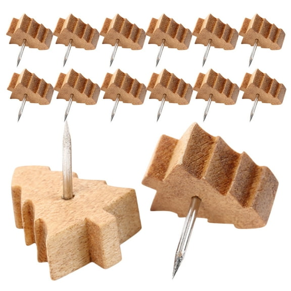 MRLESS 80pcs Wooden Tree Thumb Tacks Cork Board Push Pins Decorative Thumb Tacks Pins for DIY Photo Wall Message Board Home Offices Decors