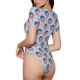 thumbnail image 3 of Haiem Donut with the USA Fag Women's Crew Neck Short Sleeve Bodysuit Tops Stretchy Slim Basic-Large, 3 of 8