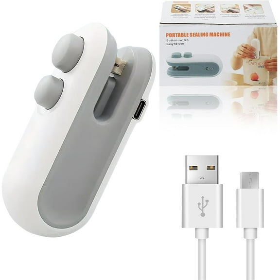 Mart.Mini Bag Sealer, USB-C rechargeable Bag Sealer, 2 in 1 Bag Sealer Heat Seal with Cutter and Magnet, Mini Bag Resealer Machine for Plastic Bags Snack Bags.