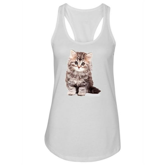 Sitting Fluffy Kitten Tank Women -Image by Shutterstock, Female Medium