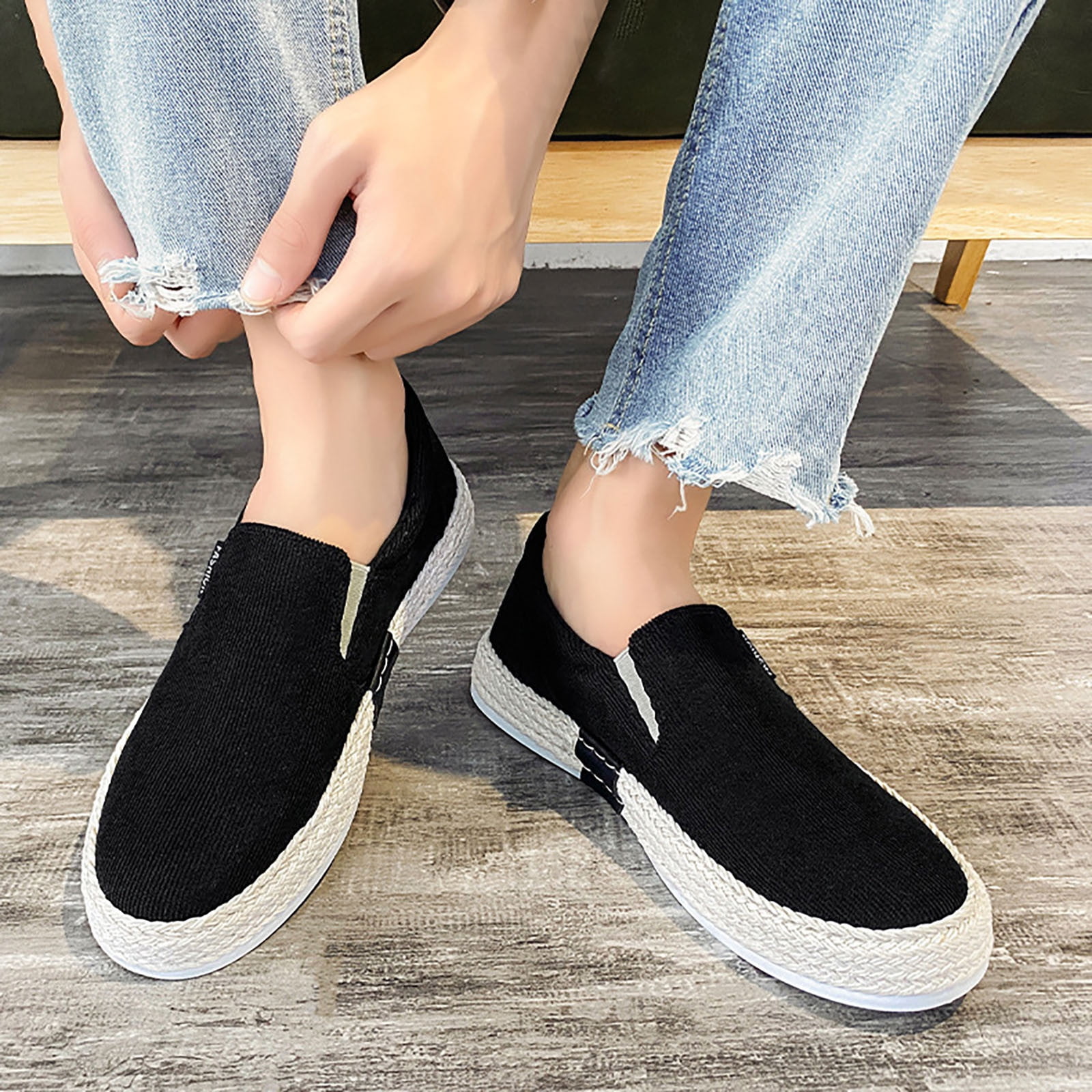 Black casual canvas shoes deals