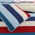 thumbnail image 2 of Cozy Line Home Fashions Ressler Stripe Reversible Cotton Quilt Set - Blue/Ivory/Red Queen 3 Piece, 2 of 5