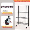 thumbnail image 4 of CL.HPAHKL 4-Tier Adjustable Storage Shelves with Wheels 35.6"L x 14"W x 61.8"H, NSF Metal Shelving Unit, Commercial Grade Steel Utility Layer Shelf Rack Organizer, 1400lbs Capacity, Black, 4 of 8