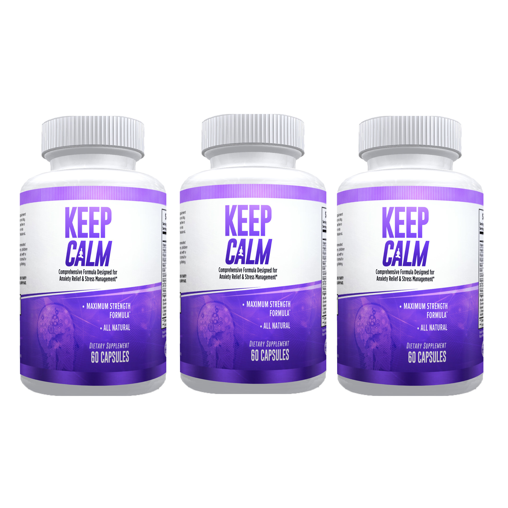 Keep Calm Anxiety Relief Supplement 3 Pack Comprehensive Formula