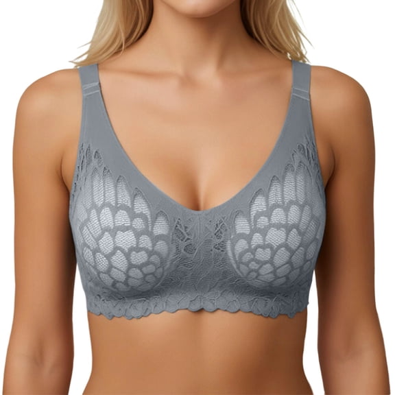 WAYUTE Womens Bras Full Figure Lace Underwire Bra Push up Plus Size Support Comfortable Everyday Bra with Side Wide Straps