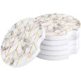thumbnail image 1 of RYLABLUE Geometric Yellow Line Herringbone Retro Marble Style Set of 2 Car Coaster for Drinks, Absorbent Ceramic Stone Coasters Cup Mat with Cork Base for Home Kitchen Room Coffee Table Bar Decor, 1 of 5
