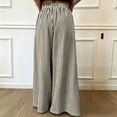 thumbnail image 4 of JULMCOMO Palazzo Pants for Women Striped Elastic Waisted Flowy Oversized Wide Leg Pants Full Floor Length Resort Baggy Trousers with Pockets Beige L, 4 of 6