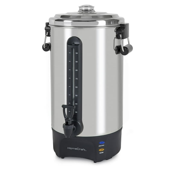Homecraft Distributeur de Café et Boissons Chaudes 100 Tasses avec Robinet Sans Goutte, Brassage Rapide, Acier Inoxydable