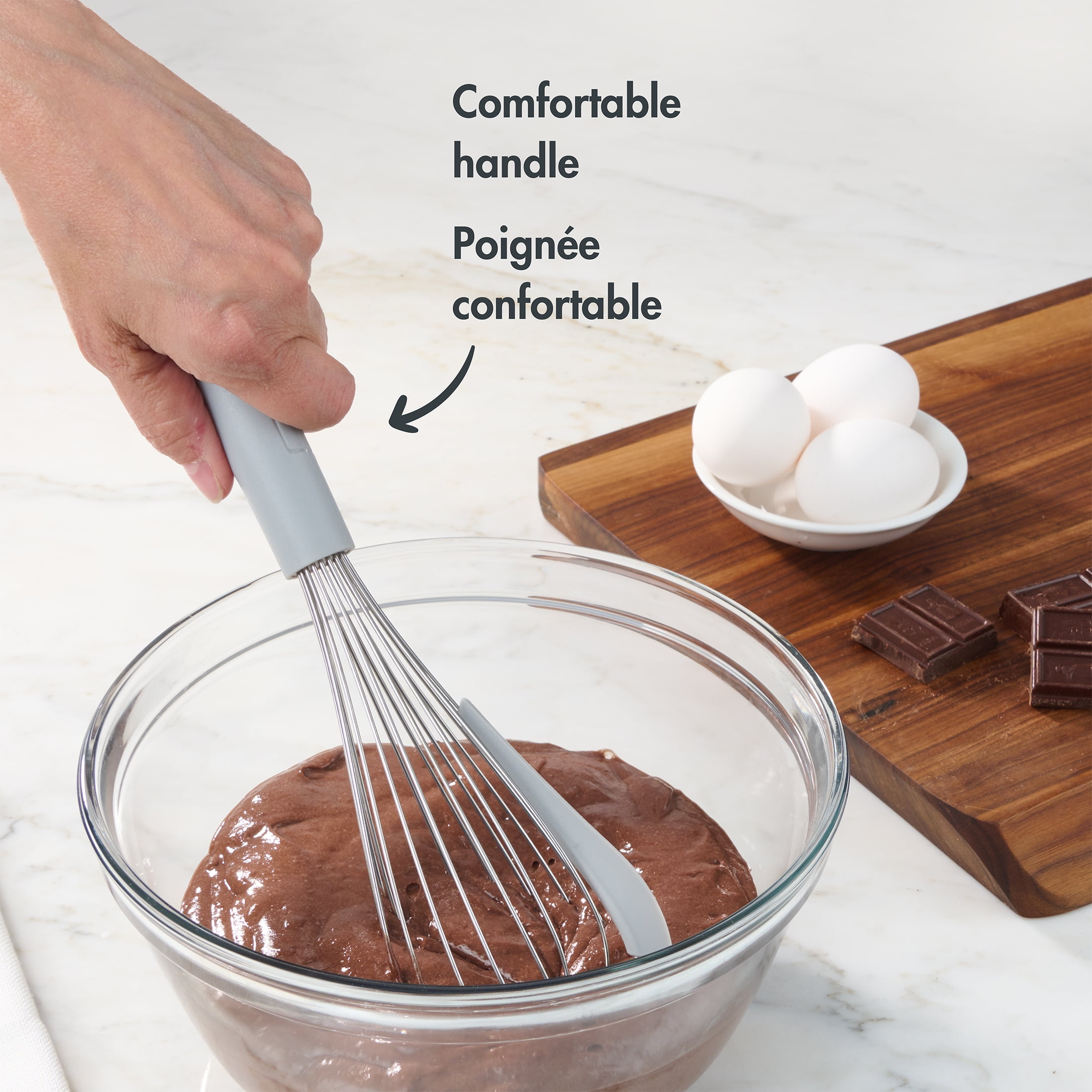 Fouet-Grattoir Mainstays en Acier Inoxydable de 30 cm, Gris Fouet en Acier Inoxydable