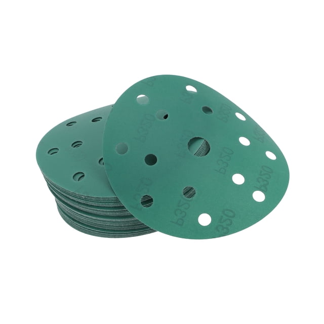 Discos de Lija para Automóvil Unique Bargains?6" 15 Agujeros 320 Grano Resistencia a la Abrasión | Papel de Lija Redondo con Gancho y Bucle Verde 50 Pcs