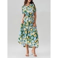 thumbnail image 5 of ZAXARRA Women Boho Floral Maxi Dress Short Sleeve V Neck Long Ruffle Dress Smocked Waist Aline Tiered Beach Dress, 5 of 8