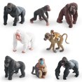 thumbnail image 3 of Set de figuras de gorila y mono, 8 piezas, PVC realista, 3 of 3