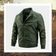 thumbnail image 1 of Chaquetas Hanzidakd para hombre, abrigos de invierno y otoño, manga larga, color liso, cuello alto, bolsillo con cremallera completa, ligeras, gabardinas holgadas, cárdigan informal, tops, verde, 1 of 3
