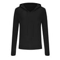 thumbnail image 4 of Women's Knit Cotton Hoodies Button Cardigan Hooded Sweaters Tops Drawstring Open Front Jacket Coats, 4 of 6