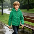 thumbnail image 6 of Boys Waterproof Windbreaker Outdoor Jacekt Lightweight Soft Lining Full Zip Fall Fashion Kids Raincoat with Hood Green 12, 6 of 8