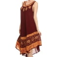 thumbnail image 3 of Sakkas Batik Flower Caftan Tank Dress / Cover Up - Chocolate Gold - One Size, 3 of 5