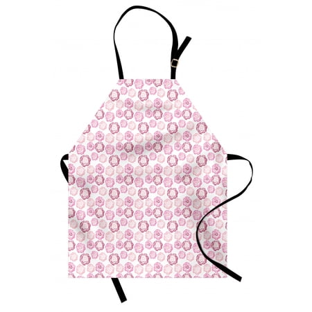 Floral Apron  Top View Illustration of Romantic Blooming Roses Composition  Unisex Kitchen Bib with Adjustable Neck for Cooking Gardening  Adult Size  Pink Mauve Taupe  by Ambesonne