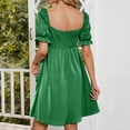 thumbnail image 4 of Defitshape Women's Short Sleeve Dresses Short Sundress Ruffle Ruched Fall High Waist Casual Elegant Fashion Dress Green X-Large, 4 of 4