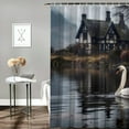 thumbnail image 2 of Creowell Swan Foggy Lake Pretty Shower Curtain with Hooks 100% Polyester Bathroom Home Bathtubs Decoration 69x72, 2 of 7