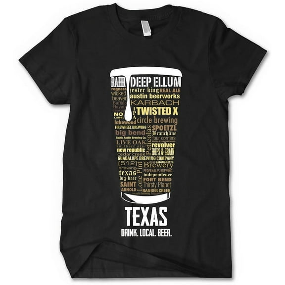 Texas Beer Shirt - Black, Small | Typography Print Beer Lover Gift for Men