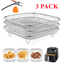 Square Air Fryer Rack Compatible with Air Fryer, 3pcs Stackable Stainless Steel Dehydrator Rack, Square Air Fryer Accessories for Cosori, Instant Vortex, Chefman Airfryer, Ninja Foodi Grill