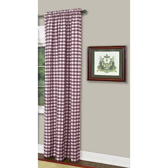 Traditional Elegance Buffalo Check Window Curtain Panel - 42x63 - Burgundy