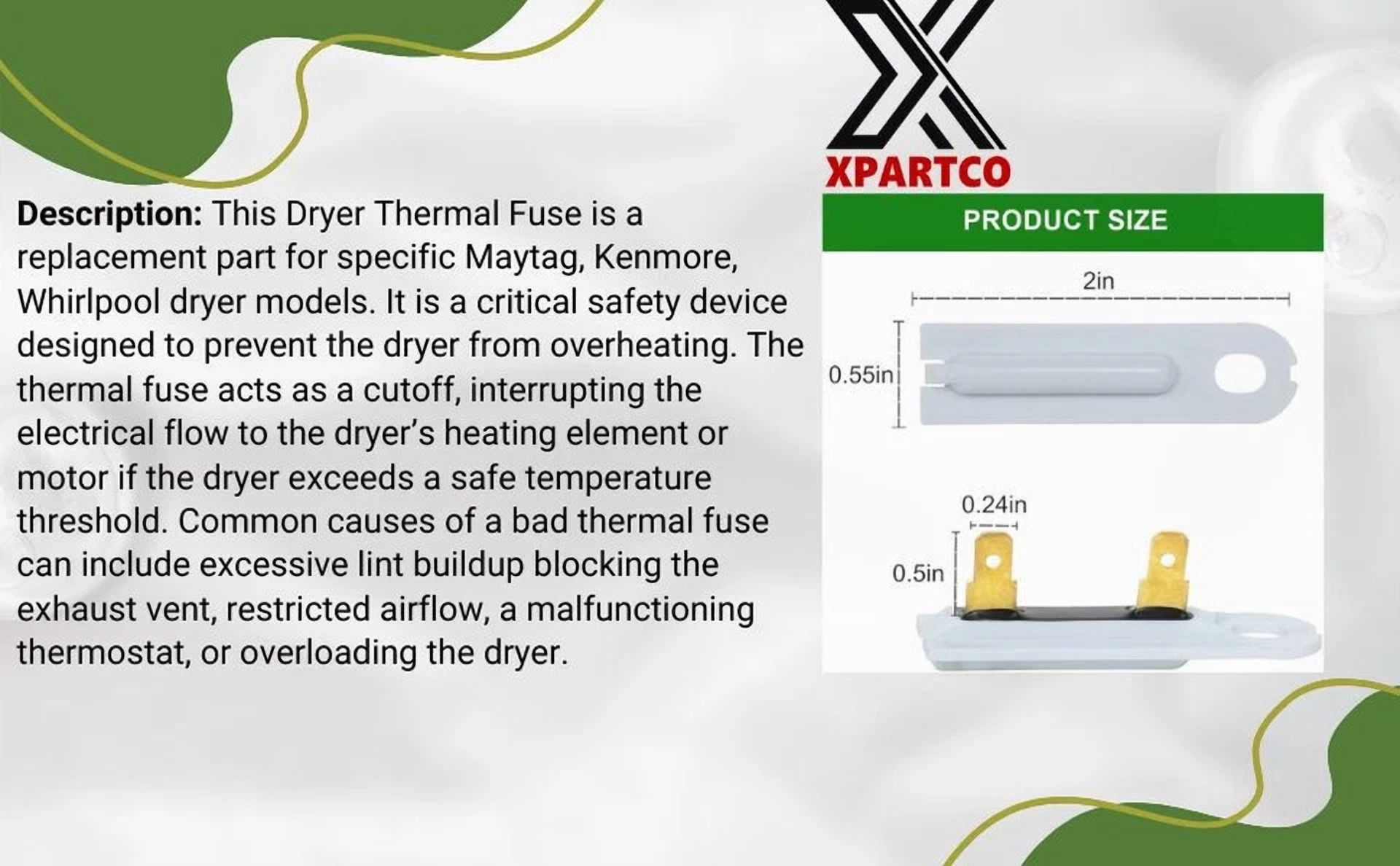 Zyler - (6 Pack) 3392519 Dryer Thermal Fuse For Kenmore Wp3392519, Ap6008325, Ps11741460
