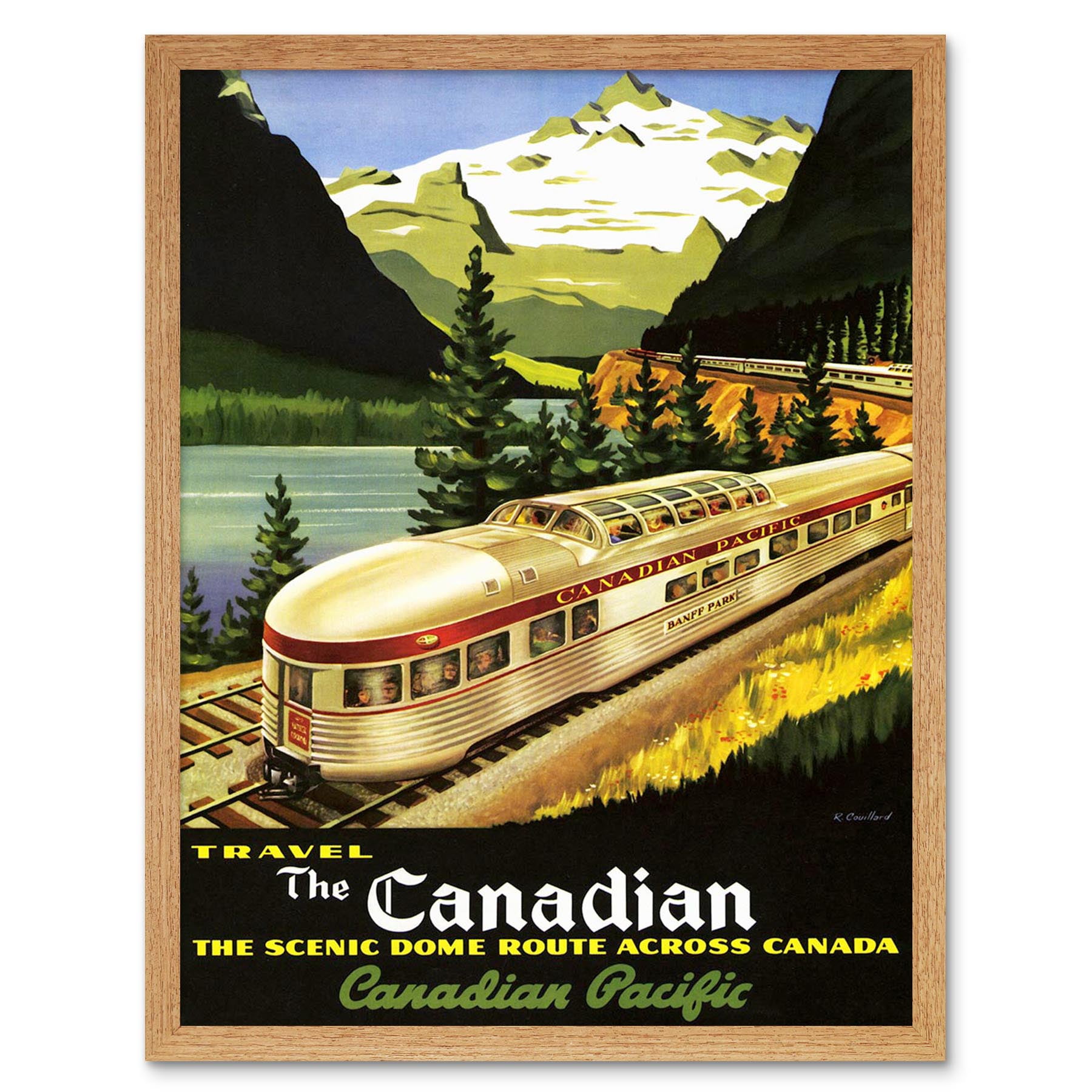 Wee Blue Coo Vintage Travel Bear Hunting Canada Art Print - Framed Poster Wall Decor 12x16 Inch