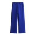 thumbnail image 2 of HH TRAF Pantalones largos elegantes para mujer, pantalones de cintura media sólidos con bolsillos y cremallera, pantalones de verano para mujer, pantalones acampanados con botones, pantalones de lino, 2 of 4