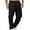 Black, variant on Men's Elastic Waist Cargo Pants with Belt Loops & Multiple Pockets Straight Fit Casual Trousers