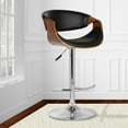 thumbnail image 4 of Armen Living Indoor Butterfly Adjustable Height Swivel Black Faux Leather and Walnut Wood Bar Stool with Chrome Base, 4 of 8