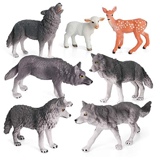 Realistic Gray Wolf Figurine Wild/Farm/Zoo Animal Model Science Nature Toys 