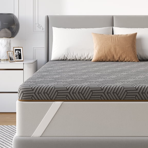 TOPAOK 3 inch Queen Medium Firm Mattress Topper, High Density Memory Foam,Medium Firm Support, Pressure Relief, Removable Cover, CertiPUR-US Certified