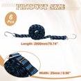 thumbnail image 2 of Uxcell 6 Pack Adjustable Bungee Cords with Hooks, 79 Inch Flat Heavy Duty Elasticity Straps Rubber Bungee Cords with Buckle for Outdoor, Camping, Tarp, Bike Rack, Luggage, Black Blue, 2 of 6