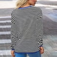 thumbnail image 5 of Womens Striped Soft Pullover Sweatshirts Crewneck Long Sleeve Loose Fit Shirts with Chest Pocket 2025 Fall Clothing, 5 of 5