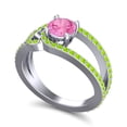thumbnail image 2 of 2.50 Carat Shiny Round Cut Pink Sapphire & Peridot Gemstone Engagement Ring for Women 18K White Gold Size 4.5 by Diamond-Capitals, 2 of 8