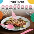 thumbnail image 3 of Exquisite Heavyweight Pink Plastic Forks, Spoons & Knives Assortment, Medium Size, 24 Count, 3 of 6